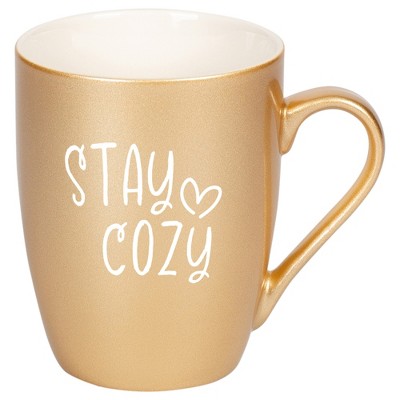 Elanze Designs Stay Cozy Vegas Gold 10 ounce New Bone China Coffee Cup Mug