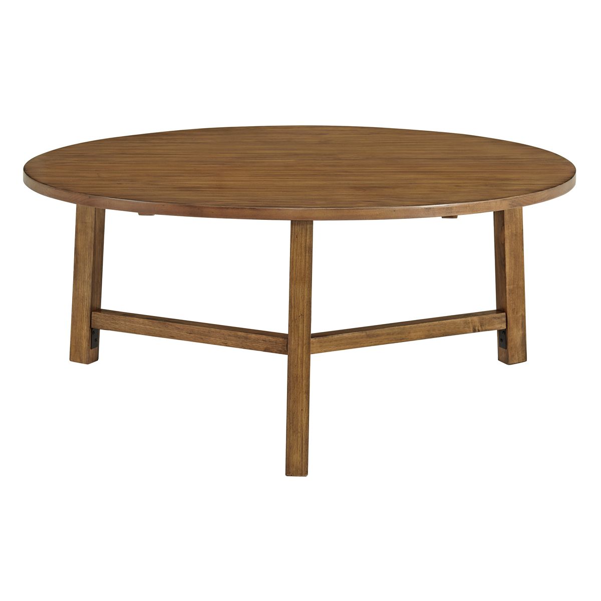 Alaterre Furniture Newbury 44-inch Round Coffee Table, Solid Wood Farmhouse Living Room Table, Pecan Finish - thumbnail 6