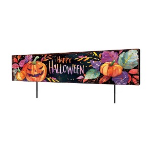 HomeRoots 36" Black Orange And Purple Happy Halloween  Solid Wood Garden Stake - 1 of 4
