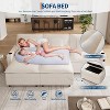 108" Modular Sectional Sofa, U-Shaped Chenille Deep Seat Couch with Storage Armrest, Built-In USB Charging Ports, Movable Ottoman & Cup Holder, Beige - 3 of 4