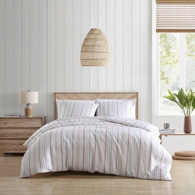 Stone Cottage 3pc King Conrad 100% Cotton Duvet Cover Set Red: Sateen Stripe, OEKO-TEX Certified, Zippered