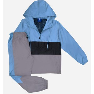 Men’s 2-Piece Quarter Zip Pullover Windbreaker Tracksuit Jogger Sports Mesh lined Outfit - 1 of 4