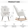 SKRAN Teddy Fabric Upholstered Rocking Chair,Accent Armchair Padded Seat with High Backrest and Pillow for Living Room, Bedroom, Nursery(Ivory) - 3 of 4