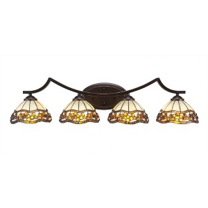 Toltec Lighting Zilo 4 - Light Vanity in  Dark Granite with 7'' Roman Jewel Art Glass Shade - 1 of 1