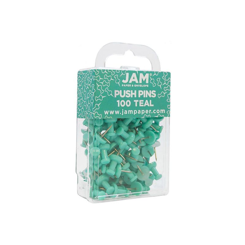 JAM Paper Colored Pushpins Teal Push Pins 2 Packs of 100 22432067A, 2 of 5