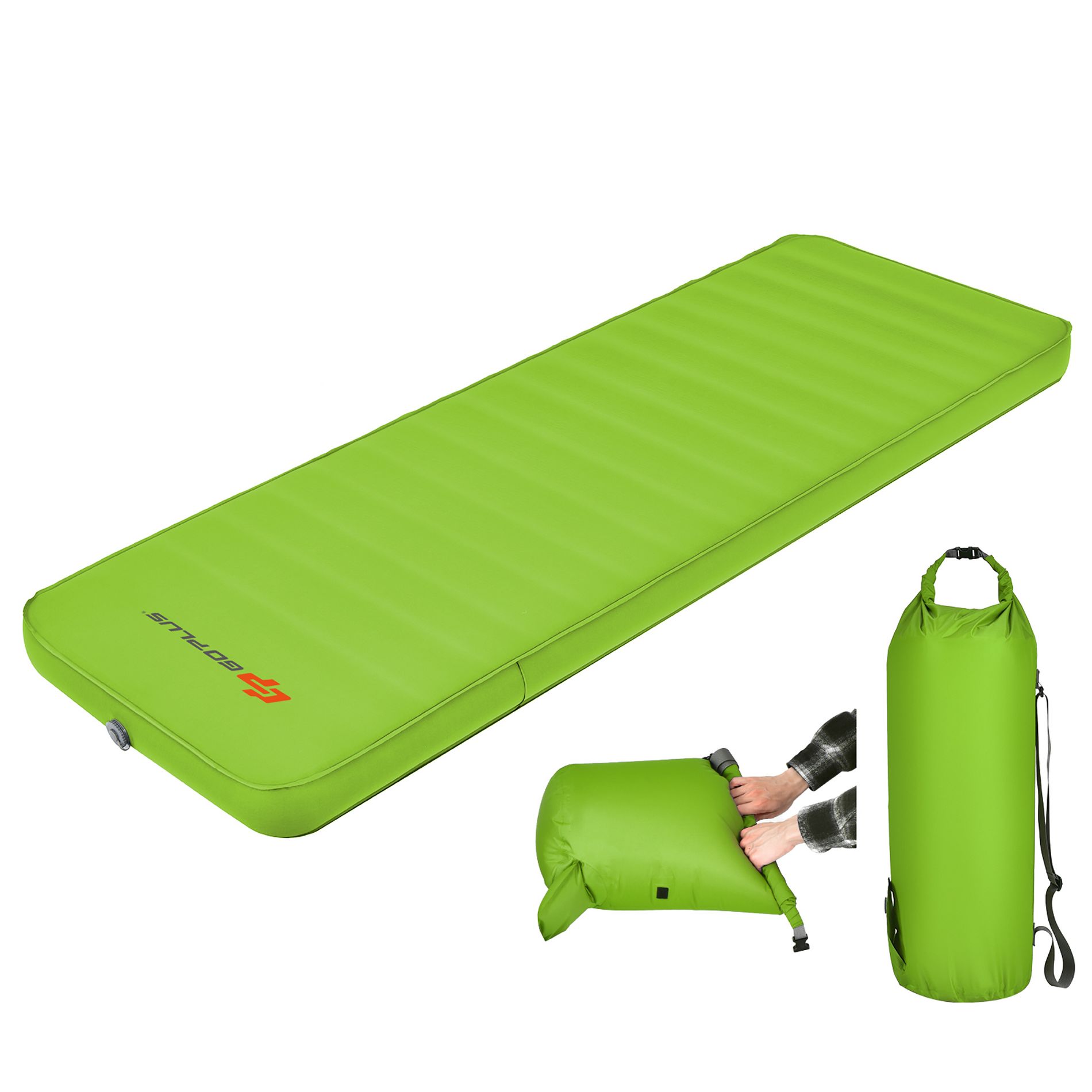 Costway Folding Sleeping Pad, Self Inflating Camping Mattress with Carrying Bag Green
