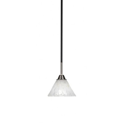 Toltec Lighting Paramount 1 - Light Pendant in  Matte Black/Brushed Nickel with 7" Italian Ice Shade