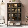 Display Storage Cabinet with Glass Door,LED Lights Cabinet,Modern Black Storage Cabinet for Living Room or Display Corners-Maison Boucle - 2 of 4