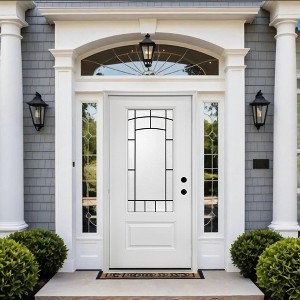 Chic Crate 36"x80" Fiberglass Front Door with Frosted Glass, Vinyl Frame Included - 1 of 4