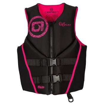 O'Brien Women's Lightweight Traditional Neoprene USCGA Life Jacket with Zip Closure and Concealed Belts for Water Sports, XS, Pink