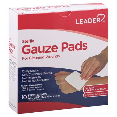 Leader All One Size Sterile Gauze Pads 10 ea