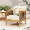 Christopher Knight Home Burchett Outdoor Acacia Wood and Rattan Club Chair with Cushions - 2 of 4
