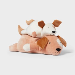 Dog and Baby Weighted Plush Kids' Throw Pillow Brown - Pillowfort™ - 1 of 4
