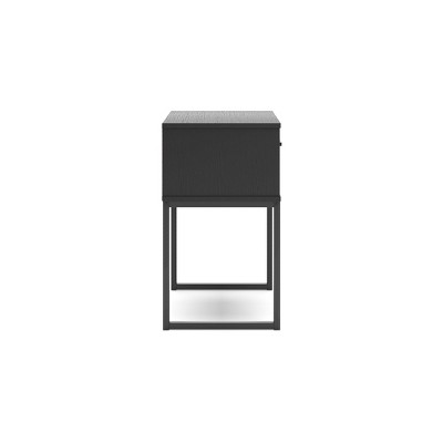 Black Modern 1-Drawer Nightstand with Metal Legs