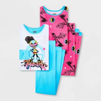 Girls' Marvel Moon Girl 4pc Snug Fit Pajama Set - Pink/Blue