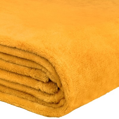 Mustard Yellow Queen Size Fleece Blanket for Bed