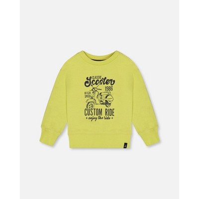 Deux par Deux Boy Pullover Graphic Sweatshirt Lime Green