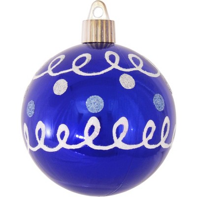 Christmas by Krebs 4ct Azure Blue Loops and Dots Shatterproof Shiny Christmas Ball Ornaments 3.25" (80mm)