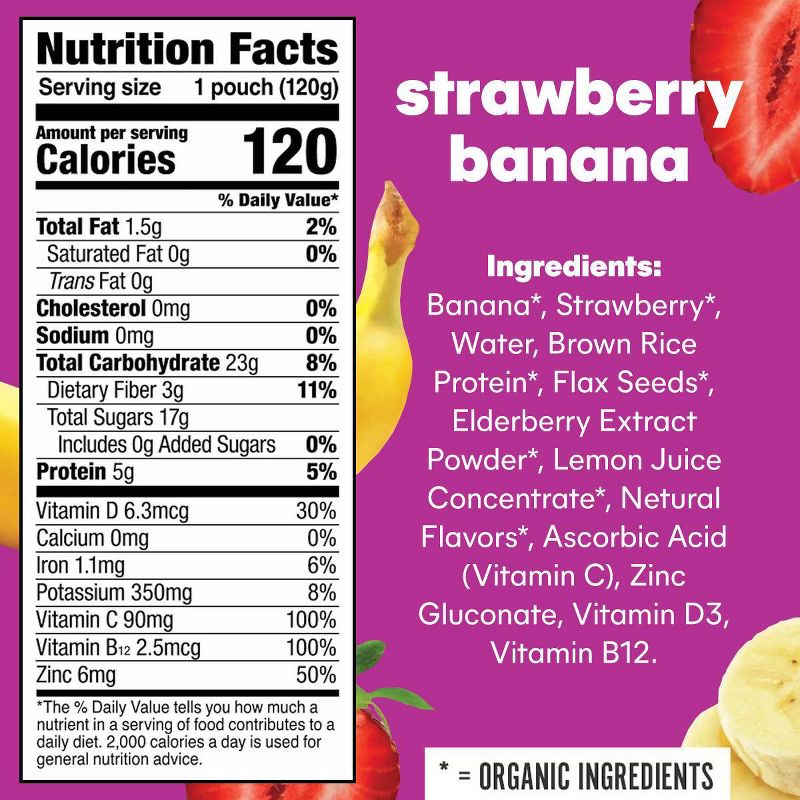 Noka Superfood Smoothies Strawberry Banana + Immune Support - 16.9oz/4pk, 4 of 13