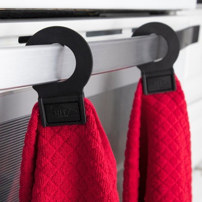 Paprika Red Cotton Terry Kitchen Towel Set with Rubber Hook