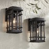 John Timberland Neri Mission Industrial Outdoor Wall Light Fixtures Set of 2 Oil Rubbed Bronze 12 1/2" Clear Seedy Glass for Exterior - 2 of 4