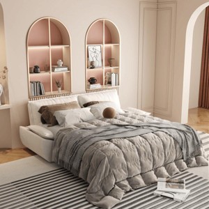 Yukimo 73" Queen Convertible Sleeper Sofa Bed - Velvet Pull-Out Loveseat, Multi-Functional Sofa/Chaise/Queen Bed for Living Room/Bedroom - 1 of 4