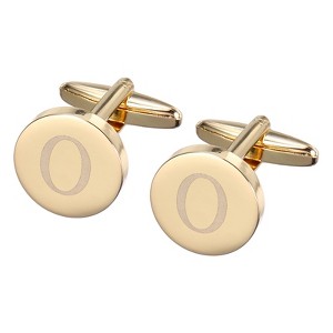 Unique Bargains Copper Engraved Initial Men's Cufflinks Gold 2 Pcs - 1 of 4