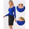 Allegra K Women's Square Neck Contrast Formal Business Peplum Sheath Pencil Dress - 2 of 4