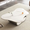 Sapphtopaz Modern Butterfly Coffee Table with Storage Shelf & Drawer Sturdy Center Table with Sintered Stone Top Oval Coffee Bar for Living Room - 3 of 4