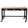 Steel Workbench with Bamboo Wood Top and Drawer Storage and Wheels - 4 of 4