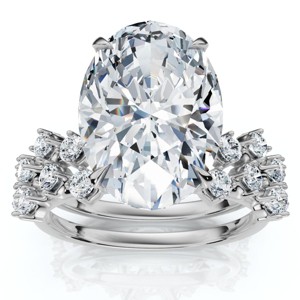 Pompeii3 Certified 5 1/2Ct Oval Diamond Engagement & Wedding Ring 14k Gold/Pt Lab Created - 1 of 4
