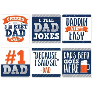 Big Dot of Happiness Happy Father's Day - Funny We Love Dad Party Decorations - Drink Coasters - Set of 6 - 1 of 4