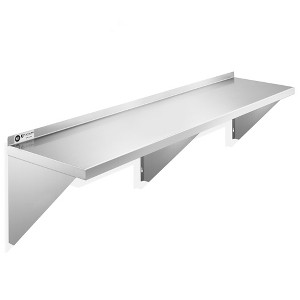 KUTLER Stainless Steel Shelf, NSF Commercial Wall Mount Shelves w/ Backsplash, Floating Metal Mounted Shelving for Restaurant, Kitchen, Home - 1 of 4