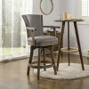 Sapphtopaz Swivel Bar Stool with Armrests Upholstered Wood Counter Height Bar Stools with High Backrest Dining Chairs for Kitchen Island - 4 of 4