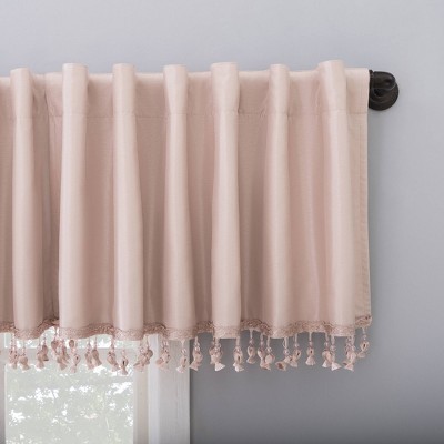 Blush Pink Faux Silk Blackout Beaded Valance