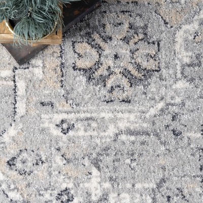 Gena Light Gray 9' x 12' Synthetic Medallion Area Rug