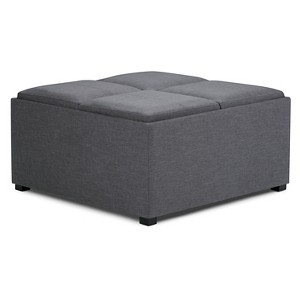 FranklSquare Coffee Table Storage Ottoman Slate Gray Linen Look Fabric - Wyndenhall