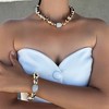 Adornia 14k Gold Plated Pebbled Gold Necklace with Crystal Centerpiece - 2 of 4