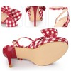 Perphy Women's Open Toe Bow Strap Slingback Stiletto High Heels Plaid Sandals - 3 of 3
