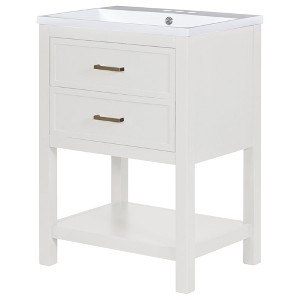 Dexmalle White Modern Bathroom Storage Cabinet with 2 Drawers - 1 of 4