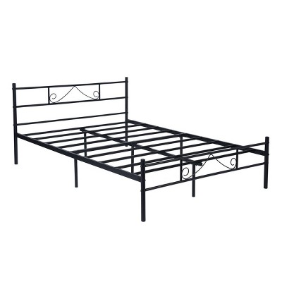 FurnitureR Full Size Metal Bed Frame with Headboard & Footboard, Platform Bed with Under Bed Storage, Noise-Free, No Box Spring Needed, Black