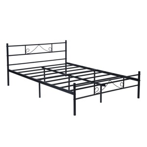 FurnitureR Full Size Metal Bed Frame with Headboard & Footboard, Platform Bed with Under Bed Storage, Noise-Free, No Box Spring Needed, Black - 1 of 4