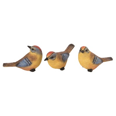 Transpac Large Resin Buttercream Bird Set of 3 Spring Home Decorations
