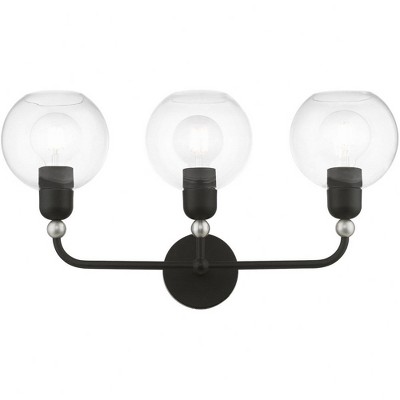 Downtown Elegance 3-Light Vanity Sconce in Black and Brushed Nickel