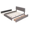 TIRAMISUBEST Upholstered Platform Bed with 2 Drawers and 1 Twin XL Trundle, Queen Size Linen Fabric Bed Frame with Button Tufted Headboard - 3 of 4