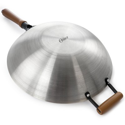 Oster Sangerfield 14in Stainless Steel Wok with Wooden Handles