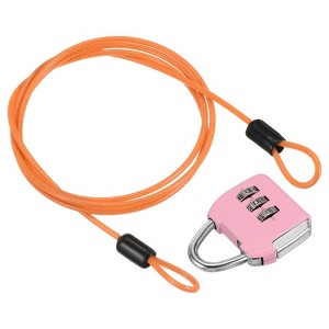 Unique Bargains Double Loop Luggage Security Steel Cable with 3-Digit Combination Lock - 1 of 4