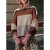 Imily Bela Womens Color Block Cropped Sweaters 2025 Winter Trendy Casual Oversized Y2k Going Out Striped Pullover Tops - 3 of 4