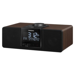Sangean® AM/FM Bluetooth® Tabletop Wooden Clock Radio with Alarm and Sleep Timers in Brown - 1 of 4