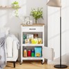 Tangkula Small Kitchen Island on Wheels Mobile Trolley Cart Barn Door Drawer Hooks - 3 of 4